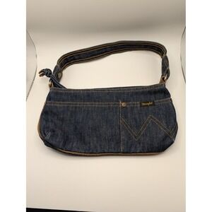 Wrangler Denim Shoulder Bag Blue Jean Zipper Closure Casual Everyday Purse